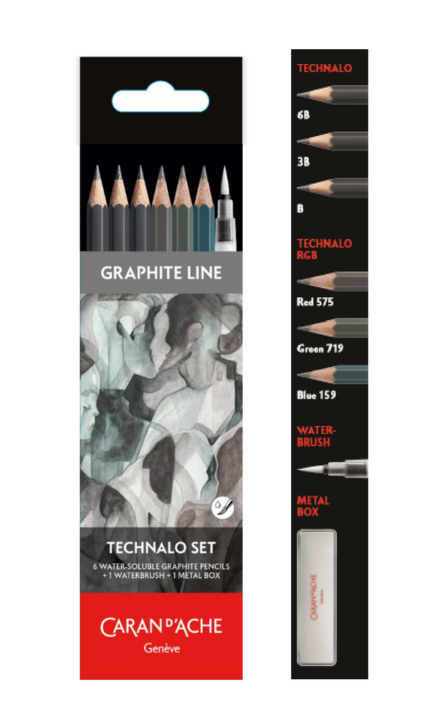 SET DE GRAFITO - 6 lápices TECHNALO surtidos (2B, HB, B) Acuarelables