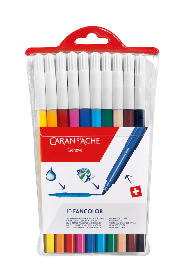 FANCOLOR Marcadores 10 colores, solubles en agua / tamaño mediano
