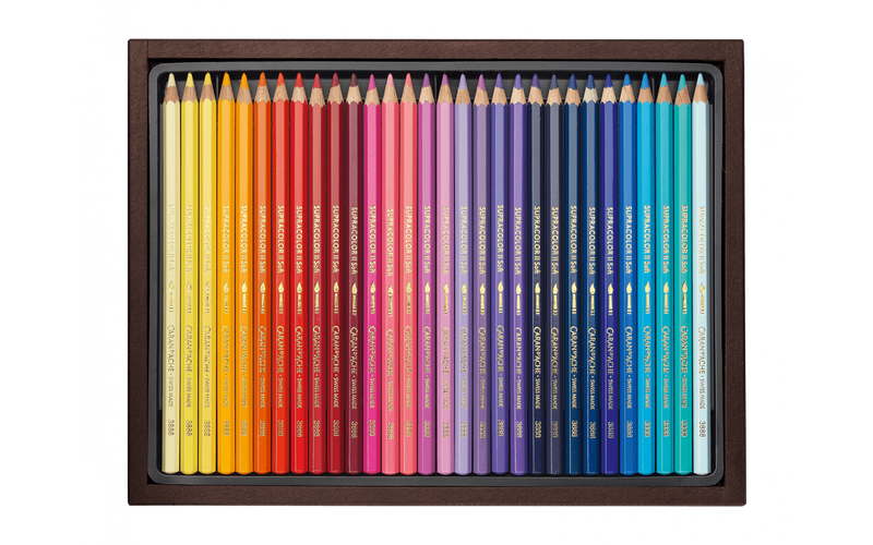 COFRE DE MADERA SURTIDO DE 30 AÑOS - 30 + 30 SUPRACOLOR® SOFT AQUARELLE - Incluyendo los 30 nuevos colores - Caran d'Ache Colombia