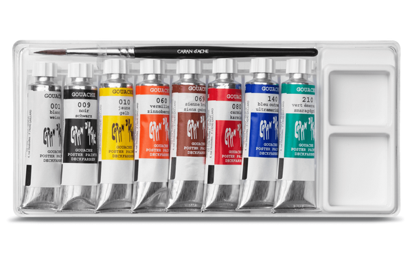 Gouache tubos de 10 ml - 8 Colores, 1 pincel - Caran d'Ache Colombia